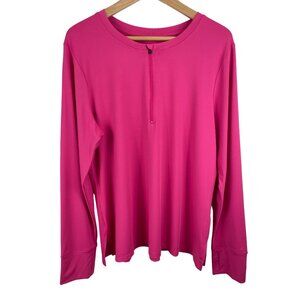 Cuddl Duds Pink Long Sleeve 1/4 Zip Shirt Womens SIze Large